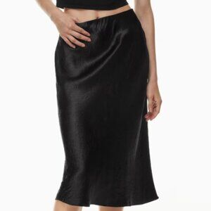 Aritzia Babaton Midi / Maxi Black Satin Skirt